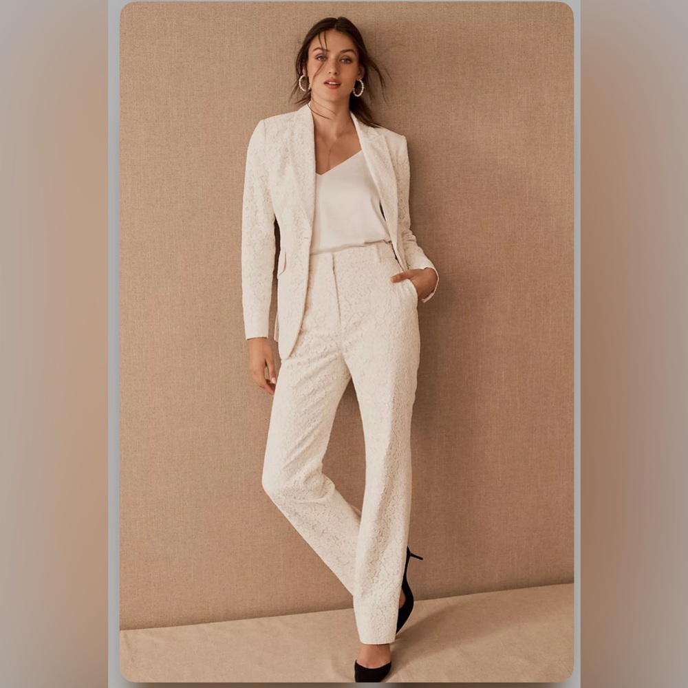 BHLDN by Anthropologie Ivory Burton Wedding Suit Jacket Size 6